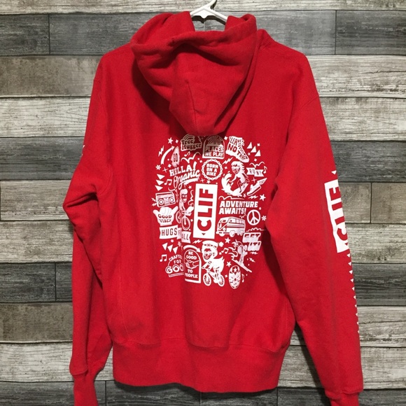 Champion Reverse Weave Clif Bars Hoodie Men’s M Red Pullover Heavyweight - Picture 5 of 9